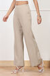 Beige Solid Relaxed Fit Pants image number 2
