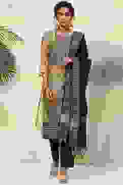 Beige Cotton Handloom Unstitched Suit Set image number 0