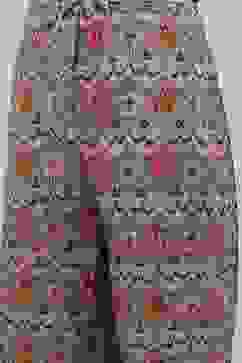 Beige Cotton Blend Asymmetric Printed Kurta Suit Set image number 2