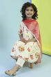 Cream-Colored Cotton Gathered Angrakha Suit Set image number 0