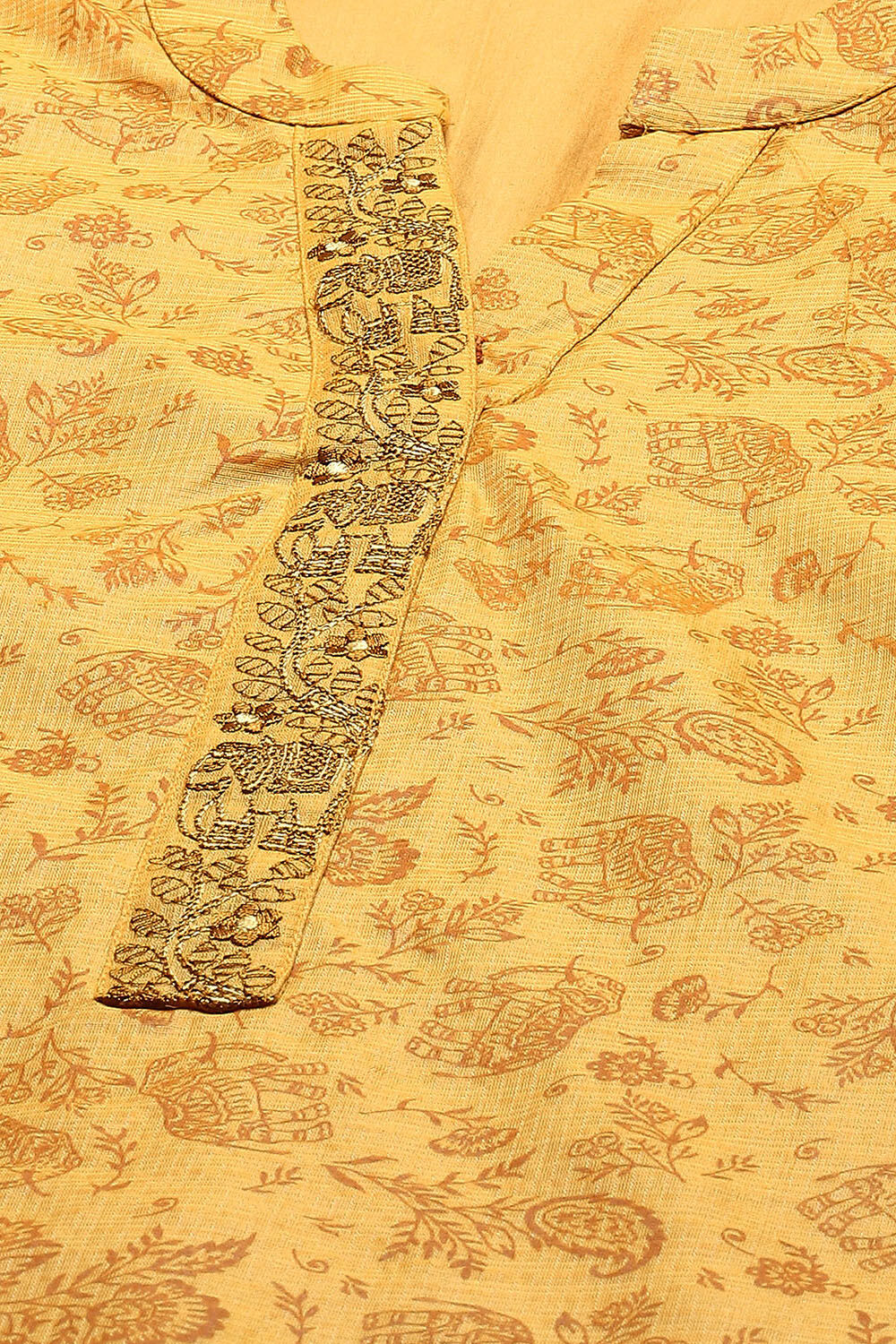 Yellow Cotton Blend Unstitched Suit set image number 2