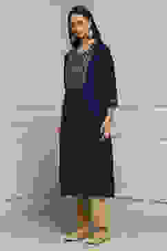 Purple Viscose Blend Straight Kurta image number 2