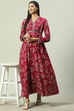 Indigo Pink Acrylic Flared Printed Dress image number 5