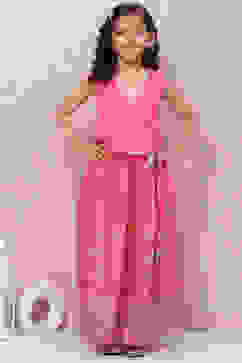 Pink Art Silk Flared Lehenga image number 0