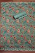 Teal Cotton Printed Embroidered Unstitched Suit Set image number 3