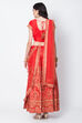 Red Art Silk Lehenga Set image number 5