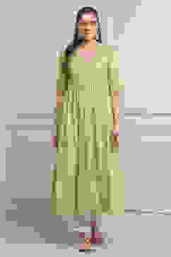 Green Viscose Rayon Flared Kurta Pants Set image number 0