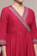 Fuchsia Embroidered Angrakha Festive Anarkali Suit Set image number 1