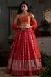 Pink and Orange Chanderi Jacquard Lehenga Set