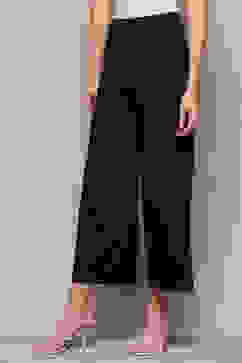 Navy Blue Cotton Viscose Solid Palazzo image number 2