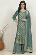Pink Cotton Printed Embroidered Unstitched Suit Set image number 7