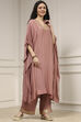 Mauve Solid Kaftan-Style Kurta Set image number 5