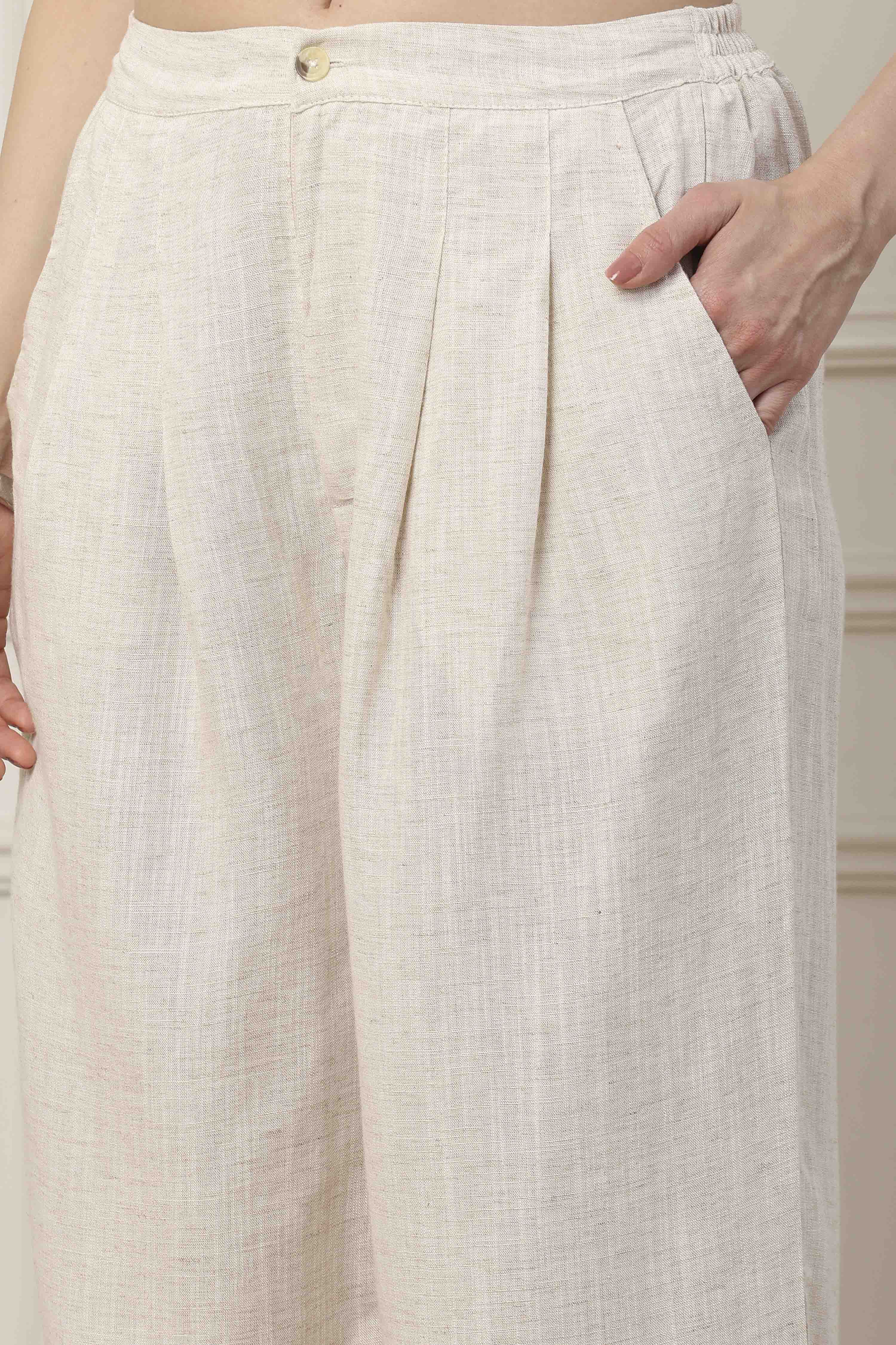 Beige Viscose Floral Embroidered Fusion Set image number 2