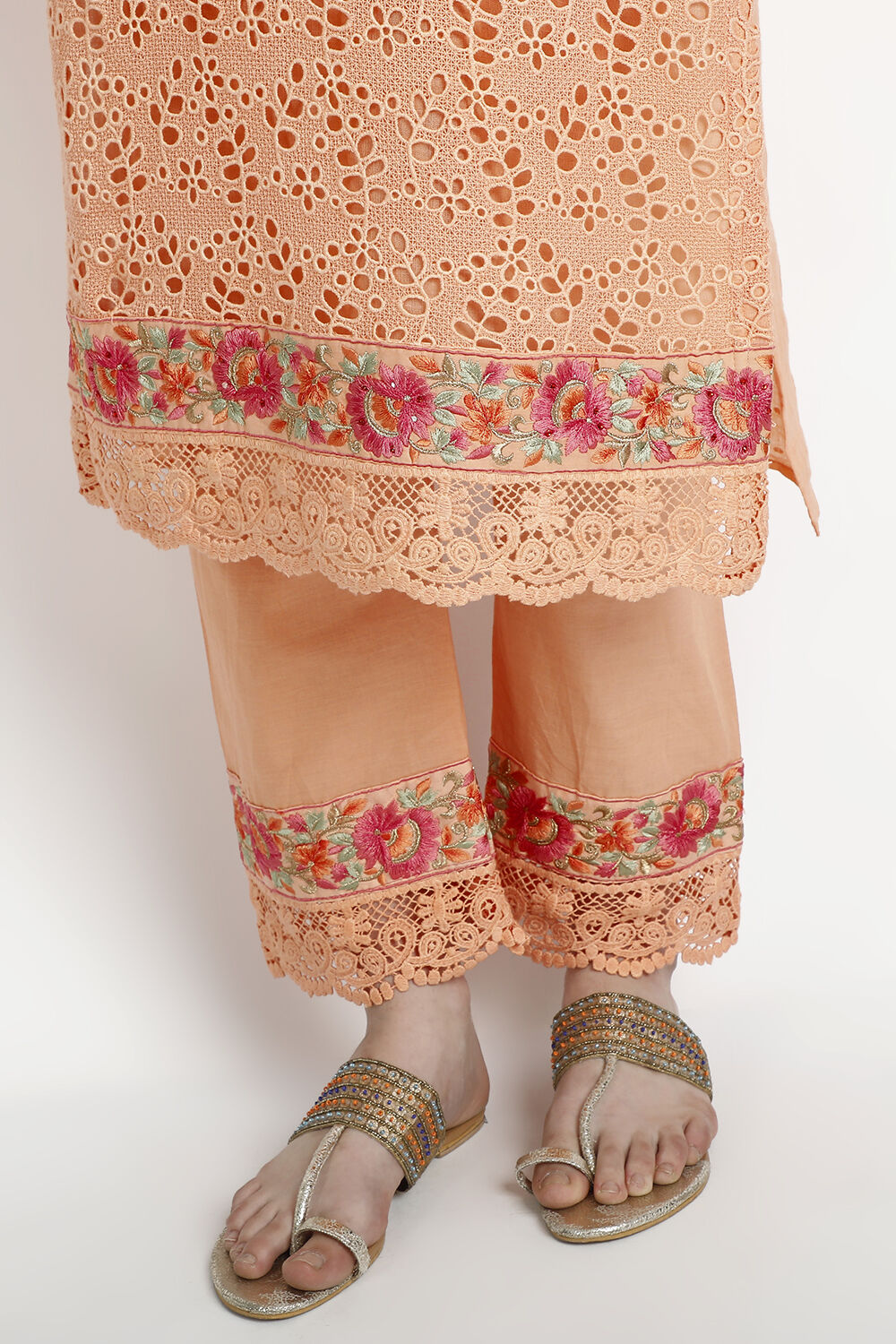 Orange Chanderi Silk Unstitched Suit Set image number 4