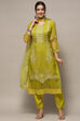 Lime Organza Unstitched Suit set image number 1