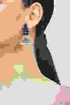 Oxidised Black Alloy Earrings image number 1