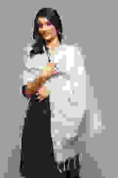 Off White Cotton Blend Dupatta image number 1