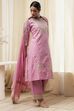 Powder Pink Embroidered Straight Suit Set image number 4