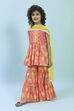 Pink Cotton Printed Gathered Suit Set image number 3