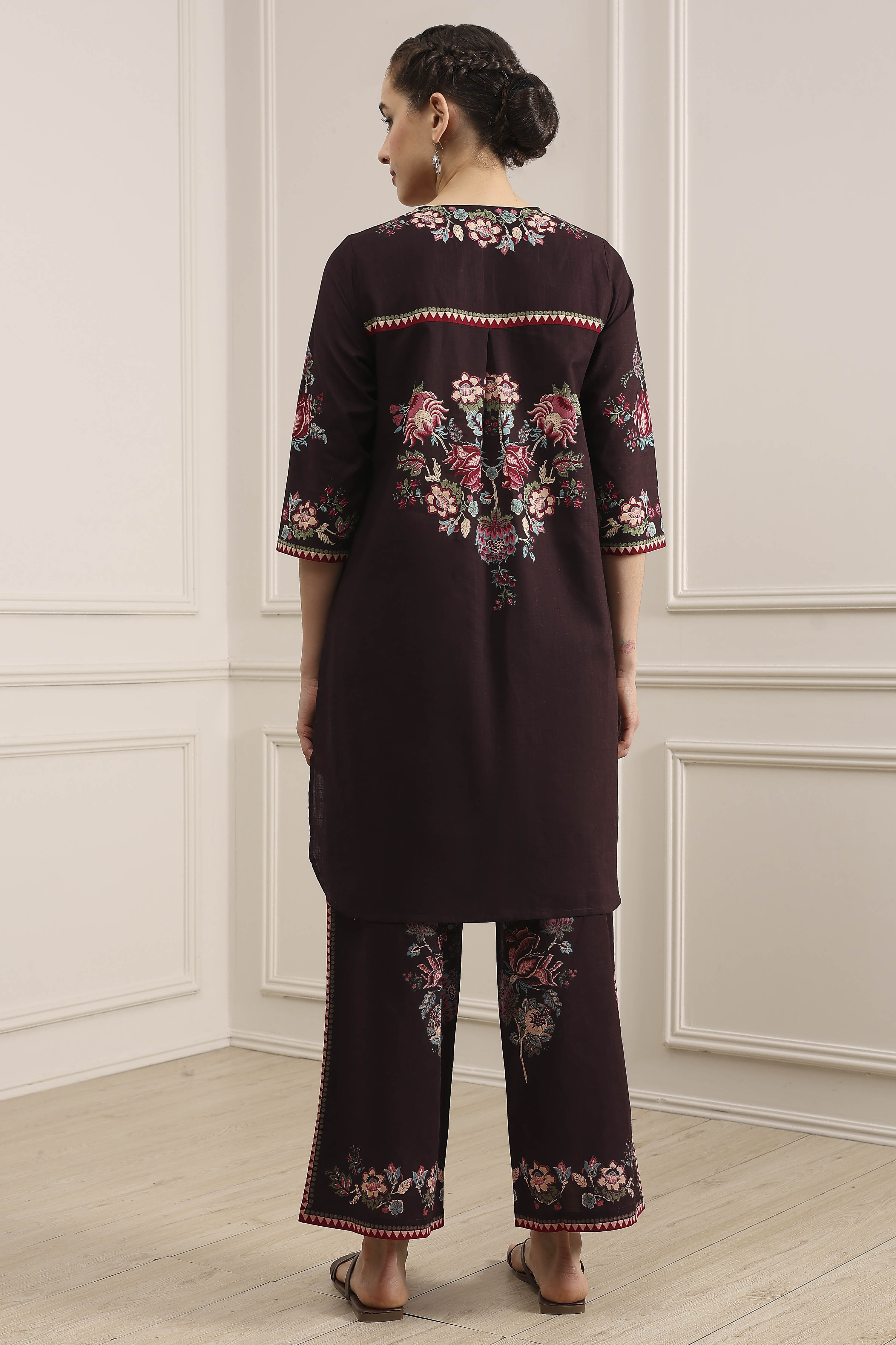 Blue Cotton Printed Straight Kurta Set image number 4