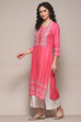 Pink Rayon flax Relaxed Kurta Palazzo Suit Set image number 3