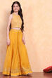 Yellow Printed Festive Fusion Set image number 6