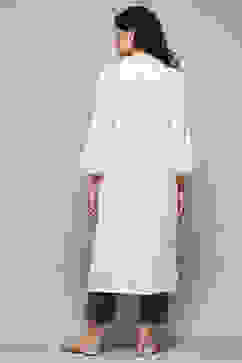 Cream Daffodil Straight Yarndyed Kurta image number 3