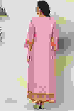Pink Art Silk Straight Kurta image number 4