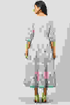 Peach Cotton Flared Fusion Dress image number 4