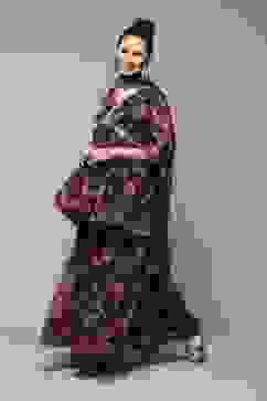 Black Floral Printed Flared Kurti & Garara Suit Set image number 5