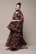 Black Floral Printed Flared Kurti & Garara Suit Set image number 5