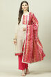 Fuchsia Cotton Digital Print Unstitched Suit Set image number 7