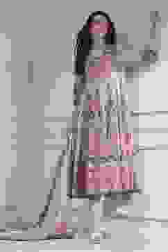 Sage Green Cotton Printed Anarkali Suit Set image number 0