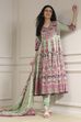 Light Pink Cotton Printed Anarkali Suit Set image number 0