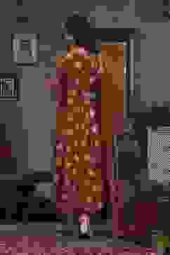 Brown Pure Banarasi Brocade Kalidar Suit Set image number 4