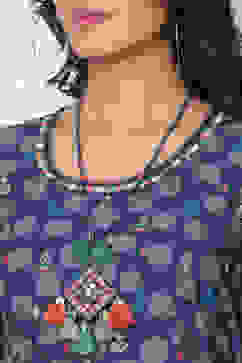 Indigo Flared Cotton Dress image number 1