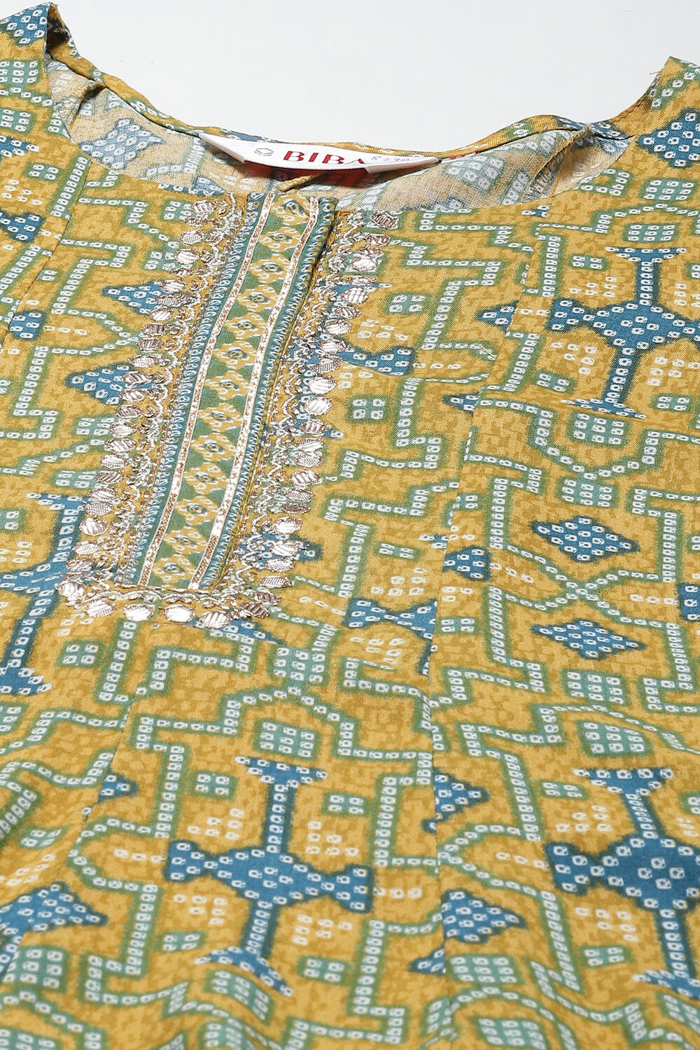 Mustard LIVA Kalidar Kurta Pant Suit Set image number 1