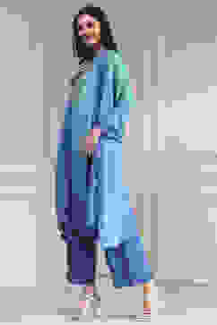 Turquoise Printed Straight Suit Set image number 3