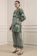 Green Cotton Printed Straight Kurta Set image number 3