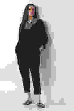 Black Cotton Slim Pants image number 0