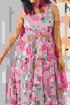 Pink Floral Printed Tiered Anarkali Kurta image number 1