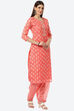 Peach Linen Unstitched Suit Set image number 5