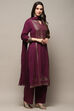 Deep Red Cambric Relaxed Kurta Palazzo Suit Set image number 6