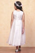 White Organza Embellished Asymmetric Flared Dress image number 3
