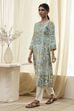 Teal Printed Straight Kurta image number 2