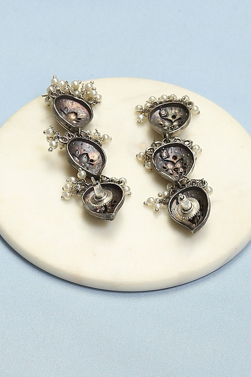 Dual Oxidised Brass Earrings image number 2