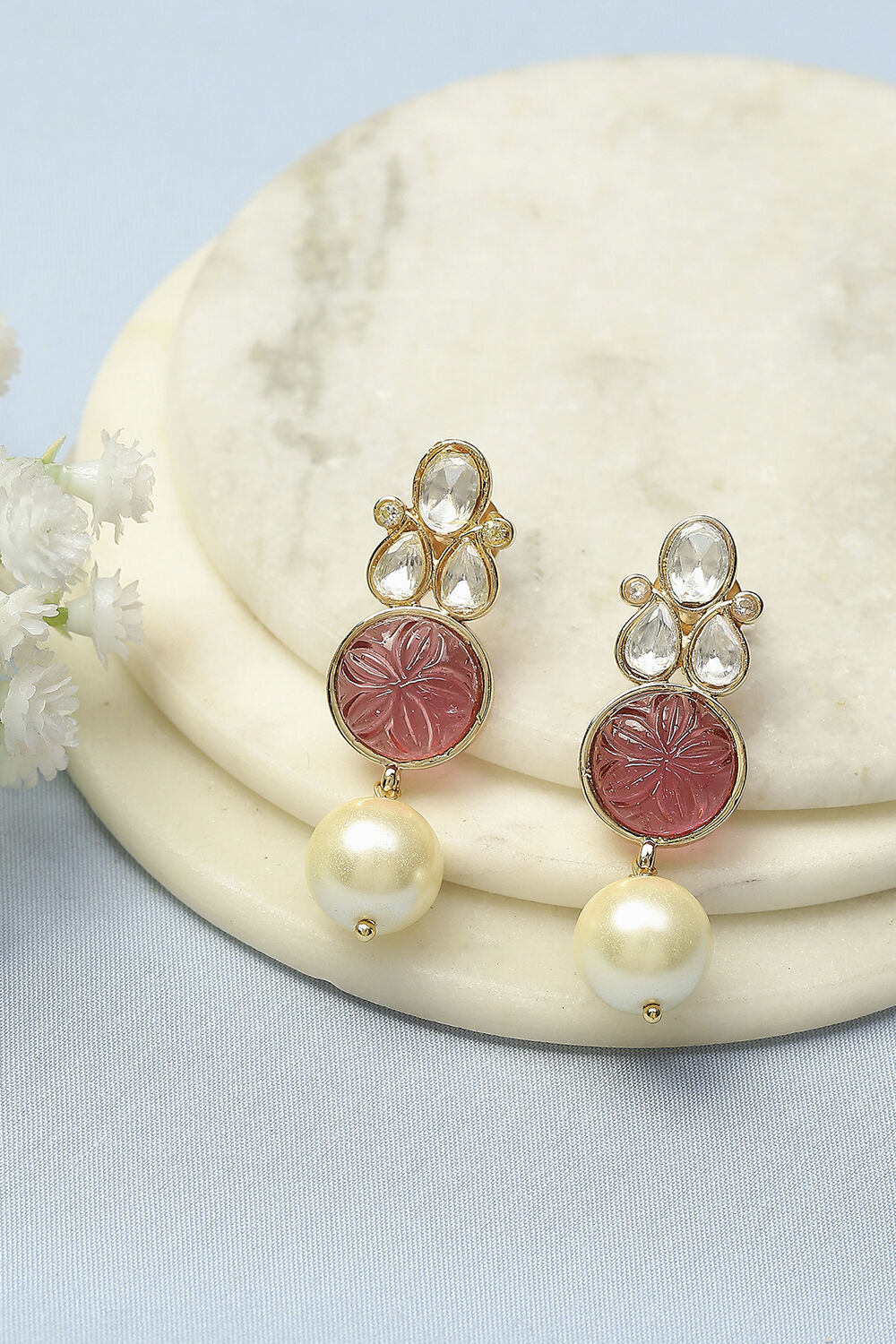 Pink Stone Statement Earrings image number 0