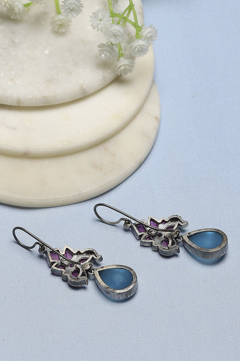 Blue Pink Stone Earrings image number 1