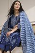 Blue Dyed Printed Straight Suit Set