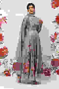 Rohit Bal Pista Green Cotton Blend Anarkali Kurta Suit Set image number 6